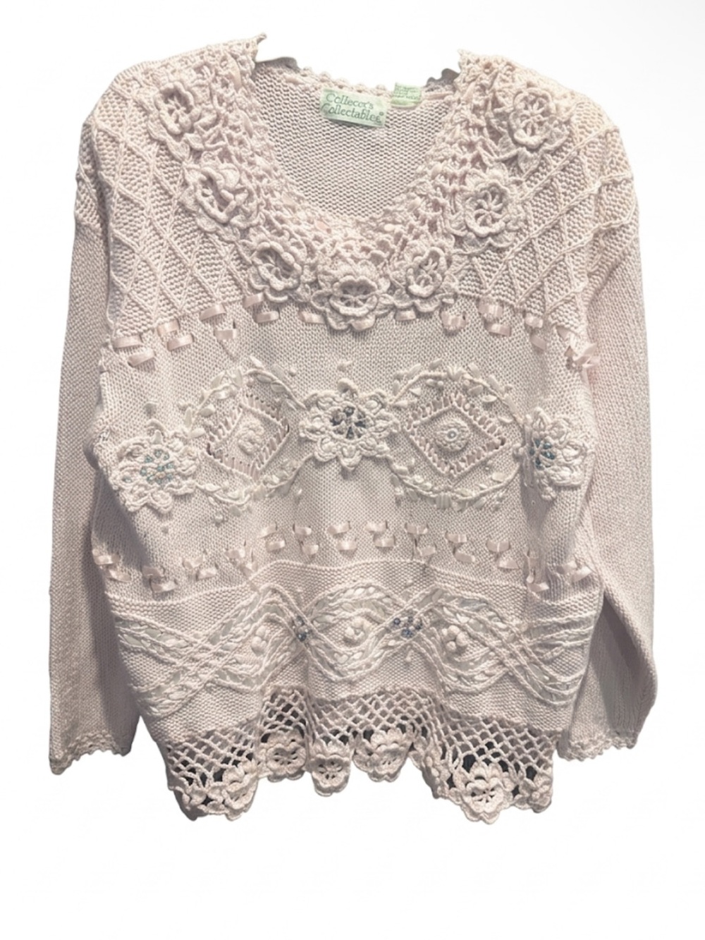 Pale Pink Crochet Detail Sweater
